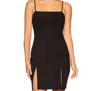 SUSANA MONACO Double Slit Black Mini Dress Sz Large